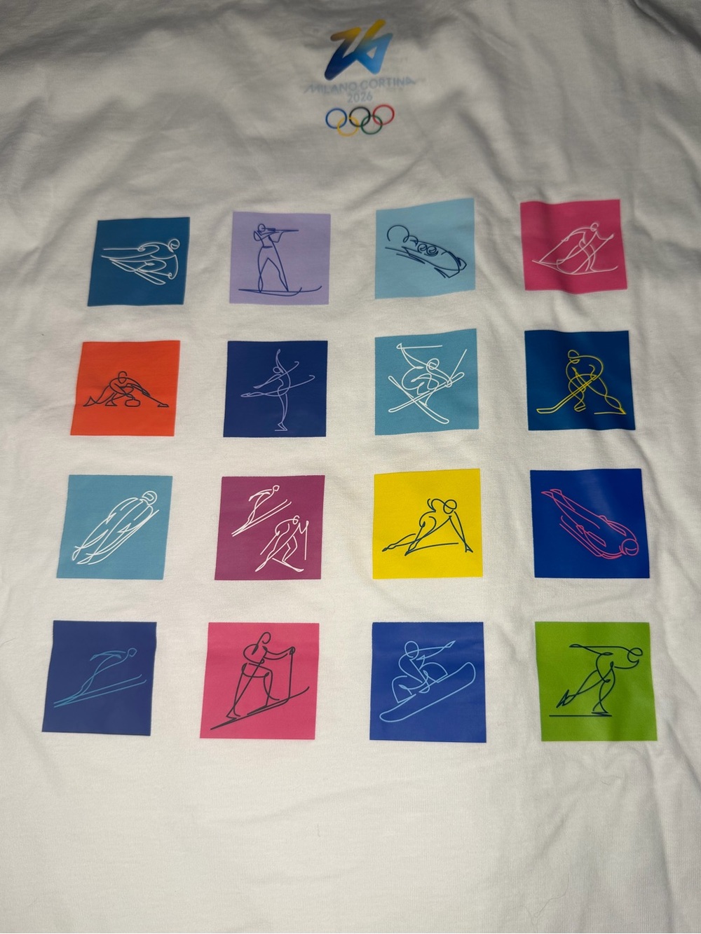 Milano Cortina 2026 White Logo Short Sleeve T-Shirt - Picture 7 of 11
